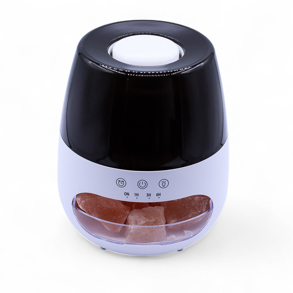 White Salt Stone Flame Effect Aroma Diffuser – USB Ultrasonic Humidifier (15x17x14cm)