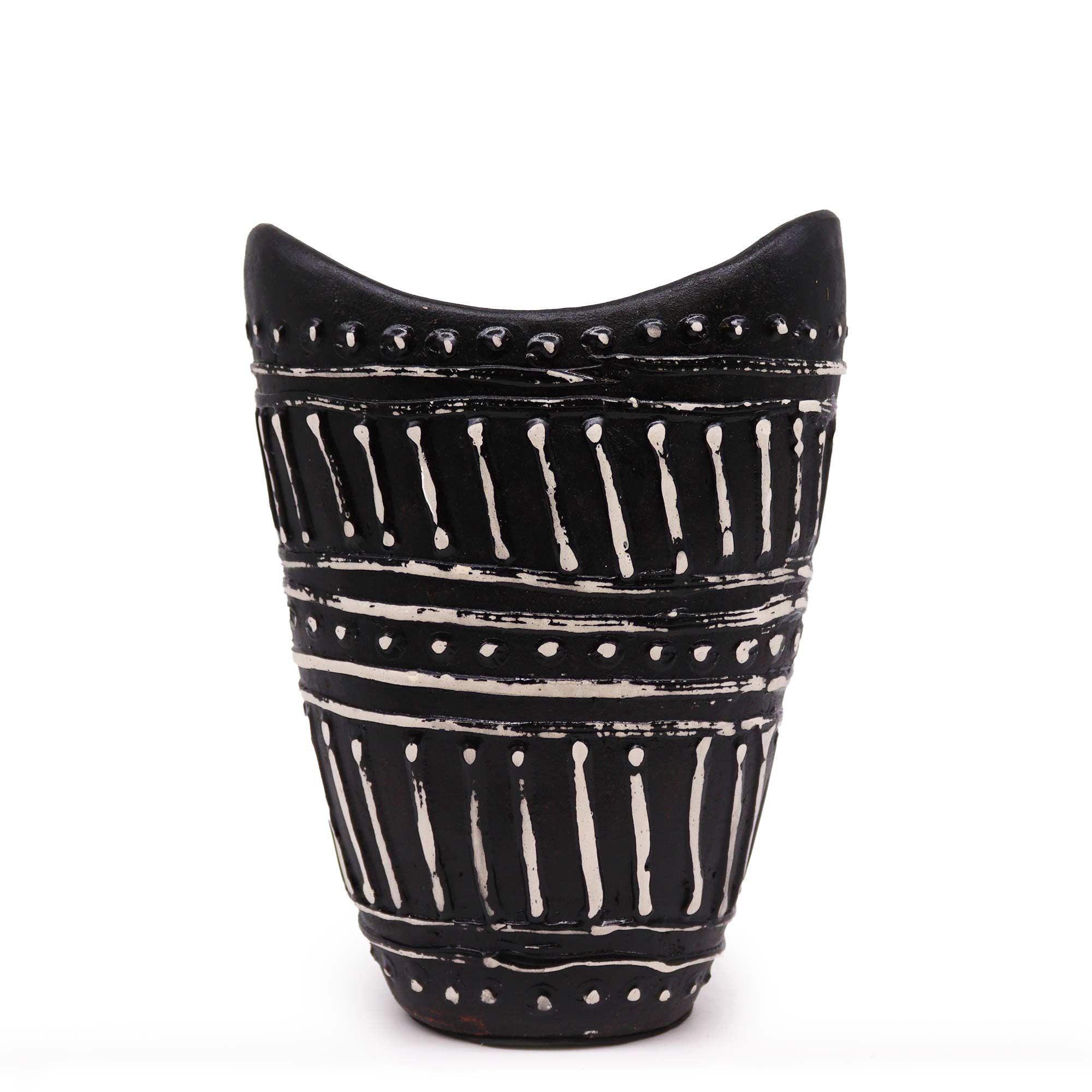 Handmade Lombok Ceramic Swirl Vase – Chocolate – Indonesian Artisan Pottery UK