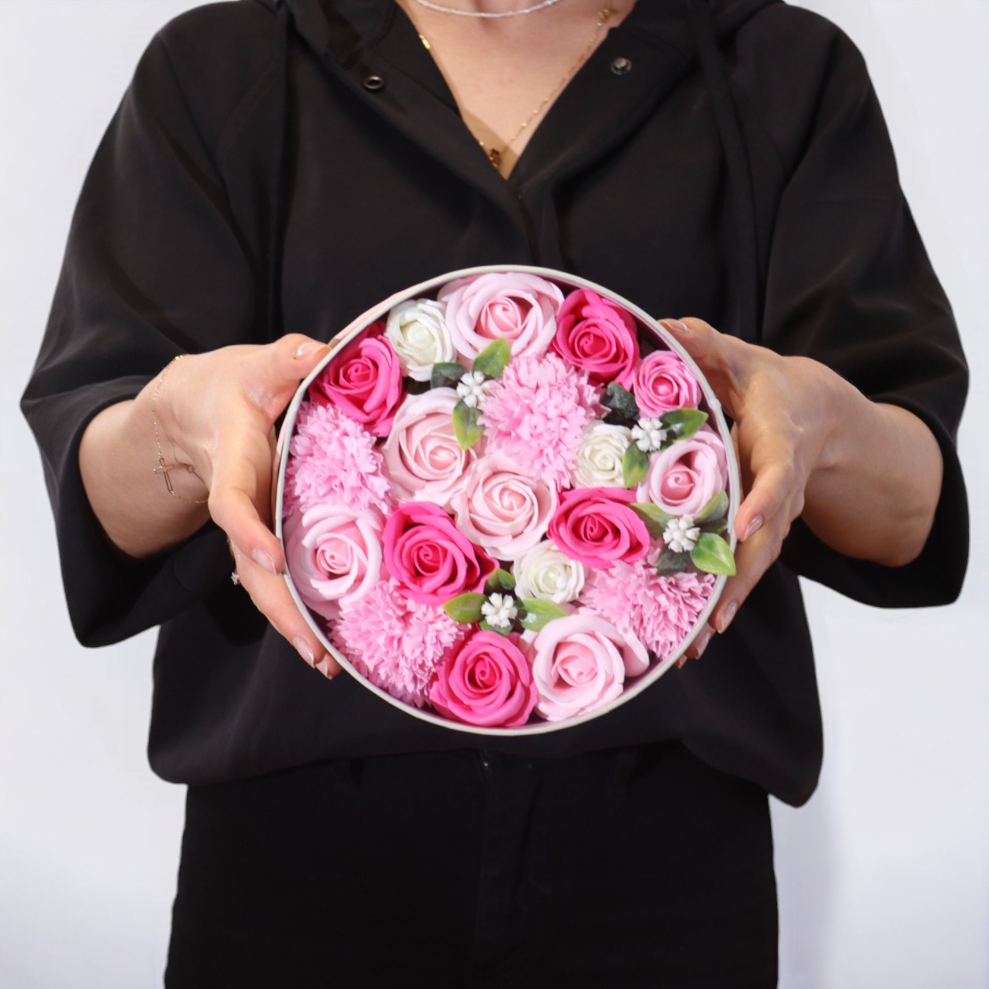 Soap Flower Gift Box (Round Box) - Baby Blessings - Pinks