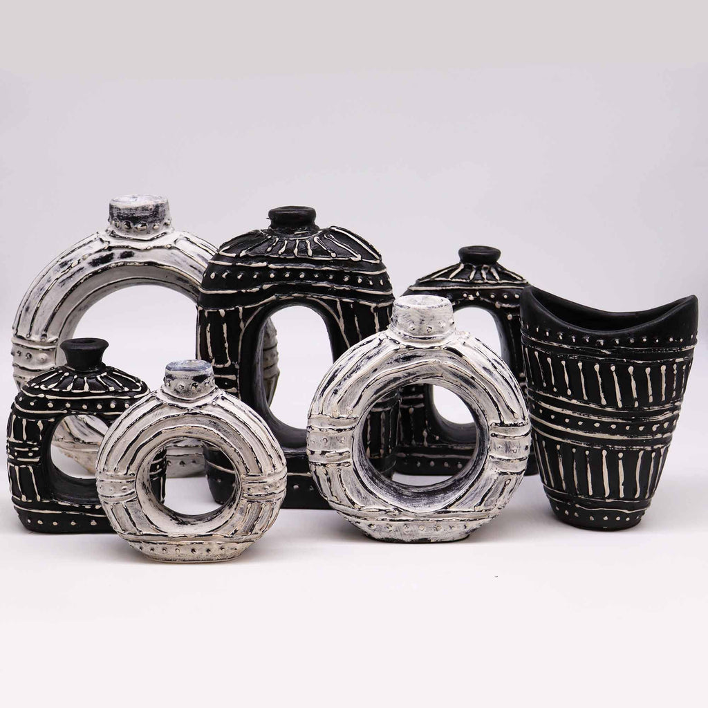 Handmade Lombok Ceramic Swirl Vase – Chocolate – Indonesian Artisan Pottery UK