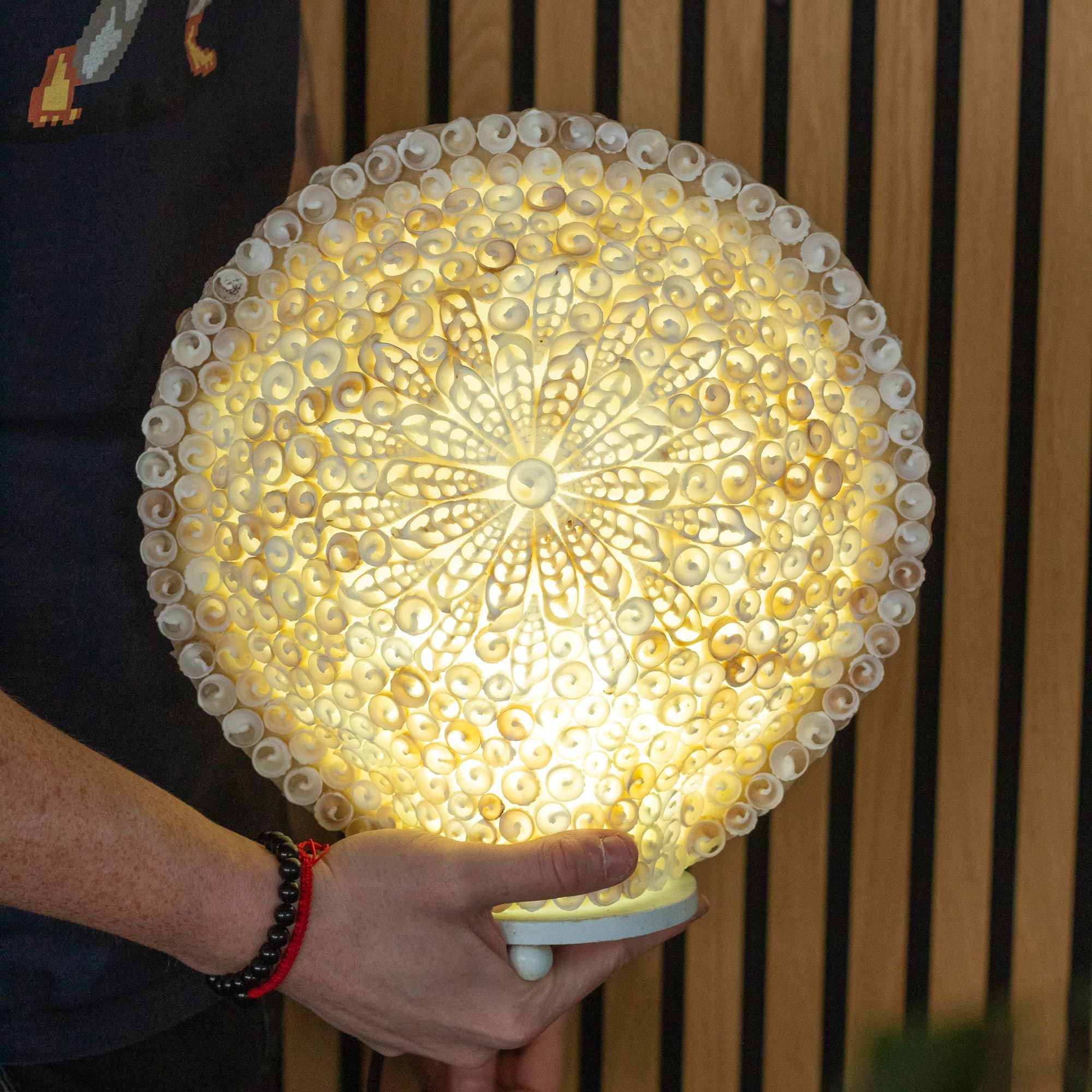Boho Sea Shell Lamp - Cut Art Shell Large Round - 30cm