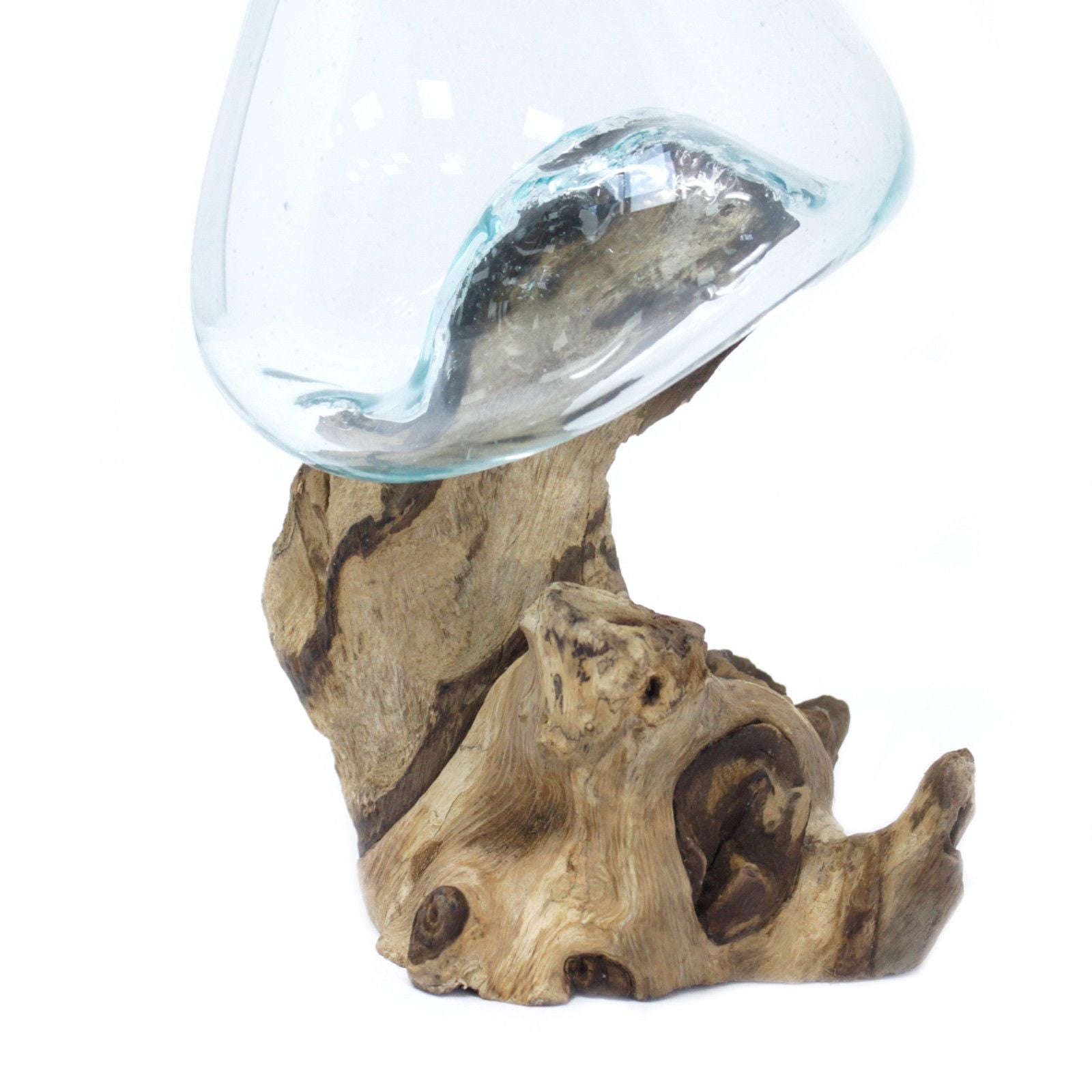 Handmade Molten Glass Bowl on Natural Wood – Unique Home Decor UK