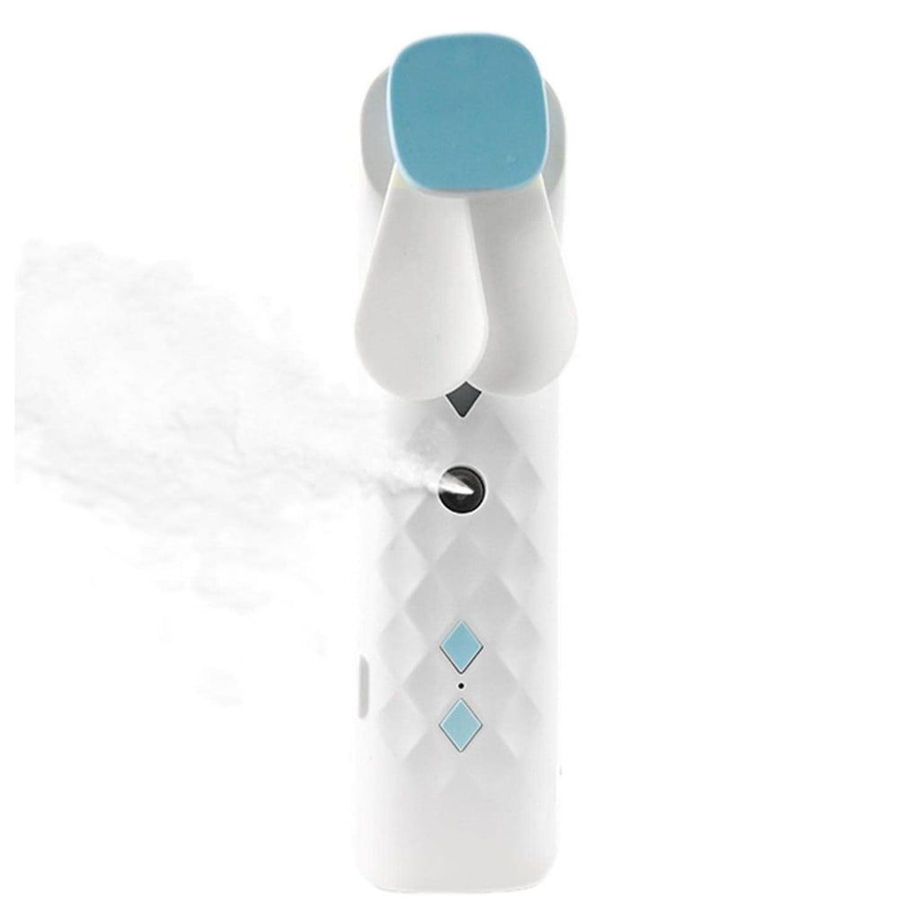 White Nano Mist Face Fan & Spray – USB Rechargeable Portable Mister (14x2.7x3.5cm)