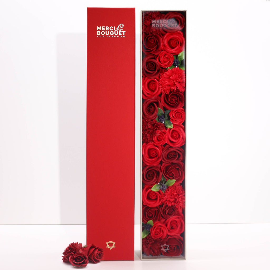 Soap Flower Gift Box (Extra Long) - Classic Red Roses