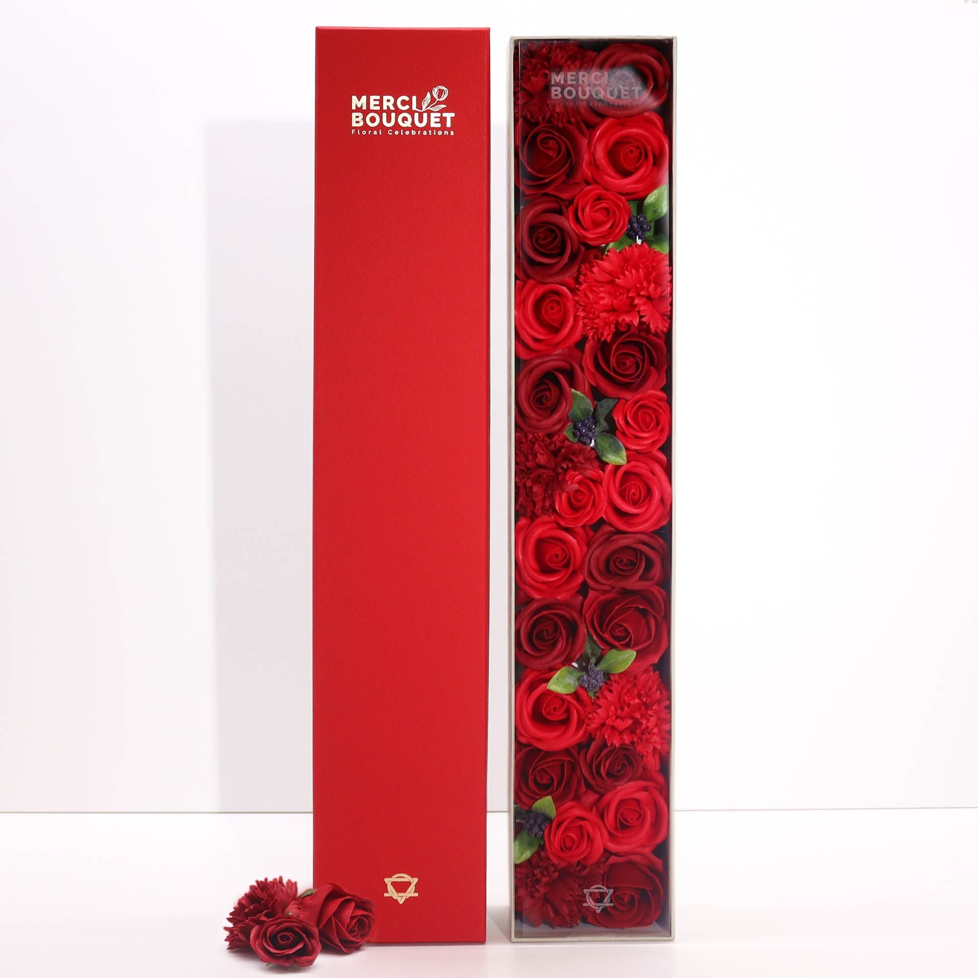 Soap Flower Gift Box (Extra Long) - Classic Red Roses