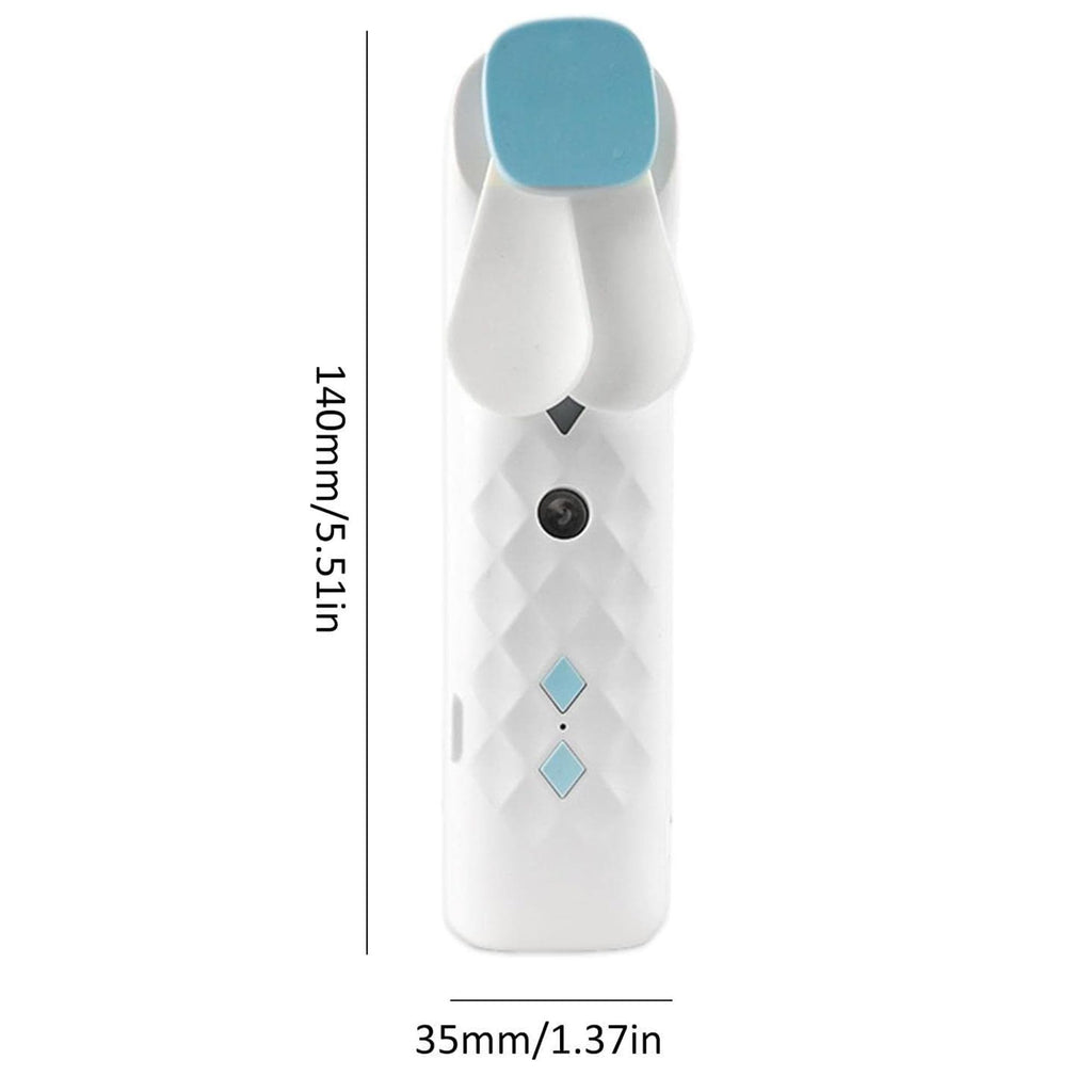 White Nano Mist Face Fan & Spray – USB Rechargeable Portable Mister (14x2.7x3.5cm)