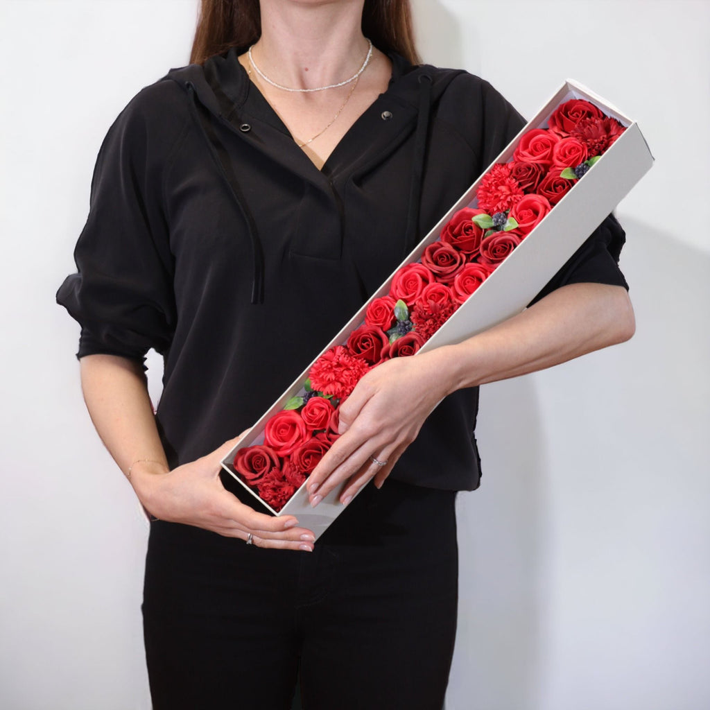 Soap Flower Gift Box (Extra Long) - Classic Red Roses