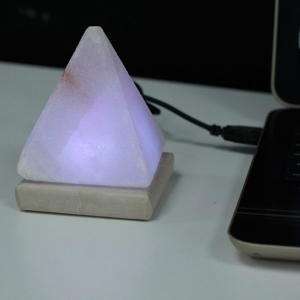 Quality USB Pyramid WHITE Salt Lamp - c (multi)  USB connector which  is 150 cm long
