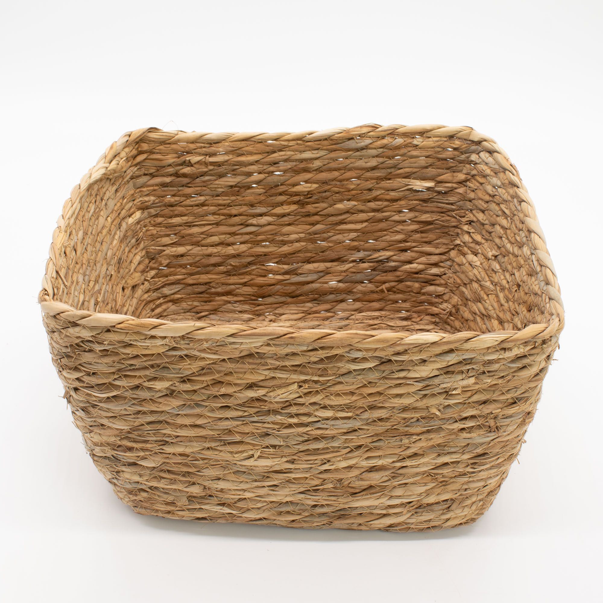 Set of 3 Square Seagrass Baskets – Natural Woven Storage Baskets – Handmade Home Organisers (20-33cm)