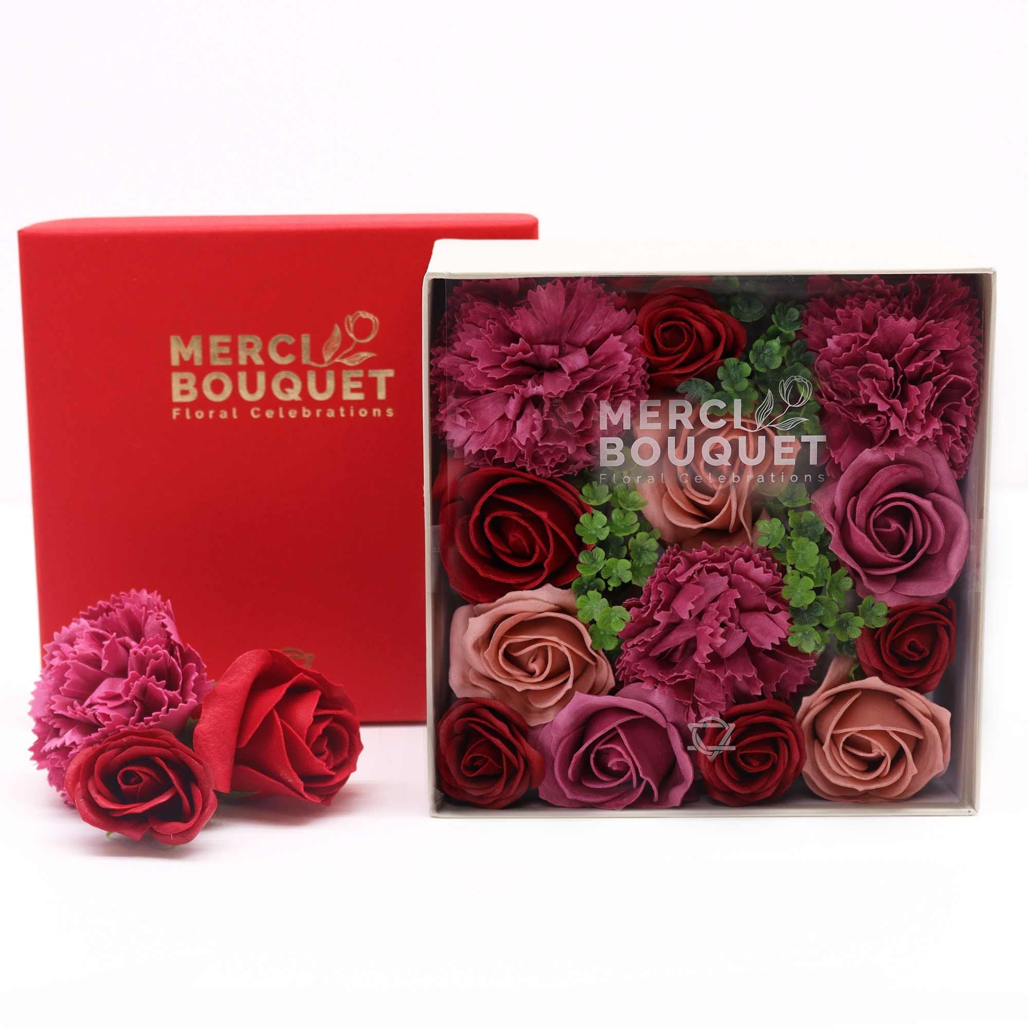 Soap Flower Gift Box (Square Box) - Vintage Roses