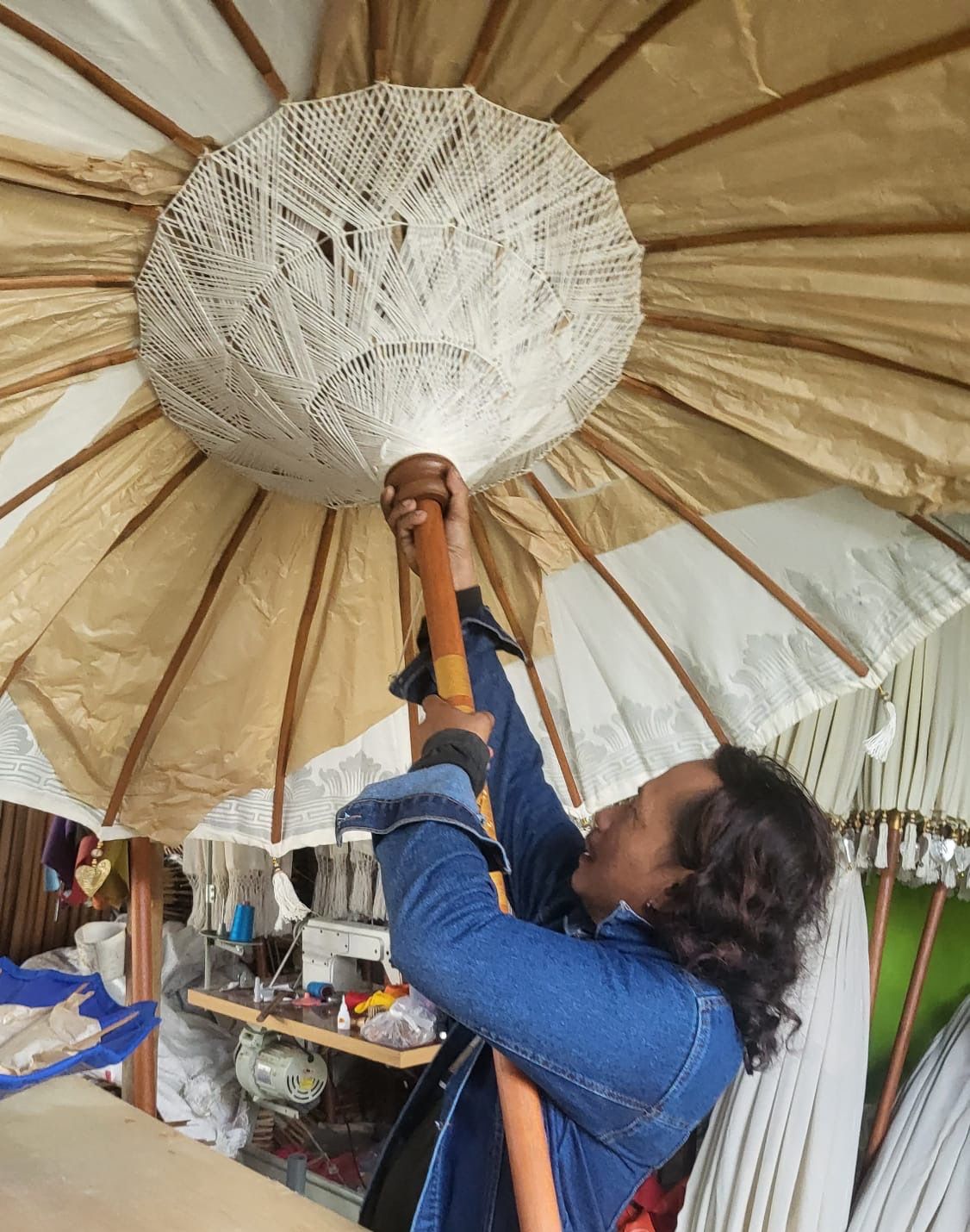 Bali Patio Parasol - Canvas - Natural Decor - 2m