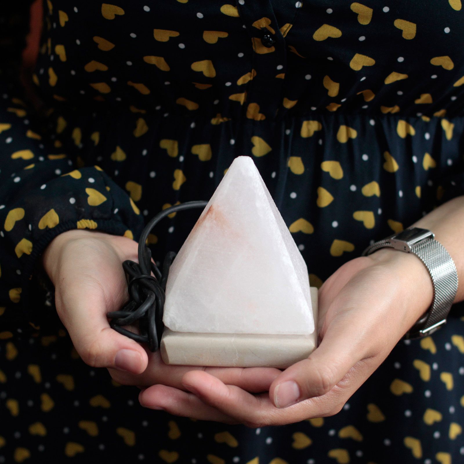 Quality USB Pyramid WHITE Salt Lamp - c (multi)  USB connector which  is 150 cm long