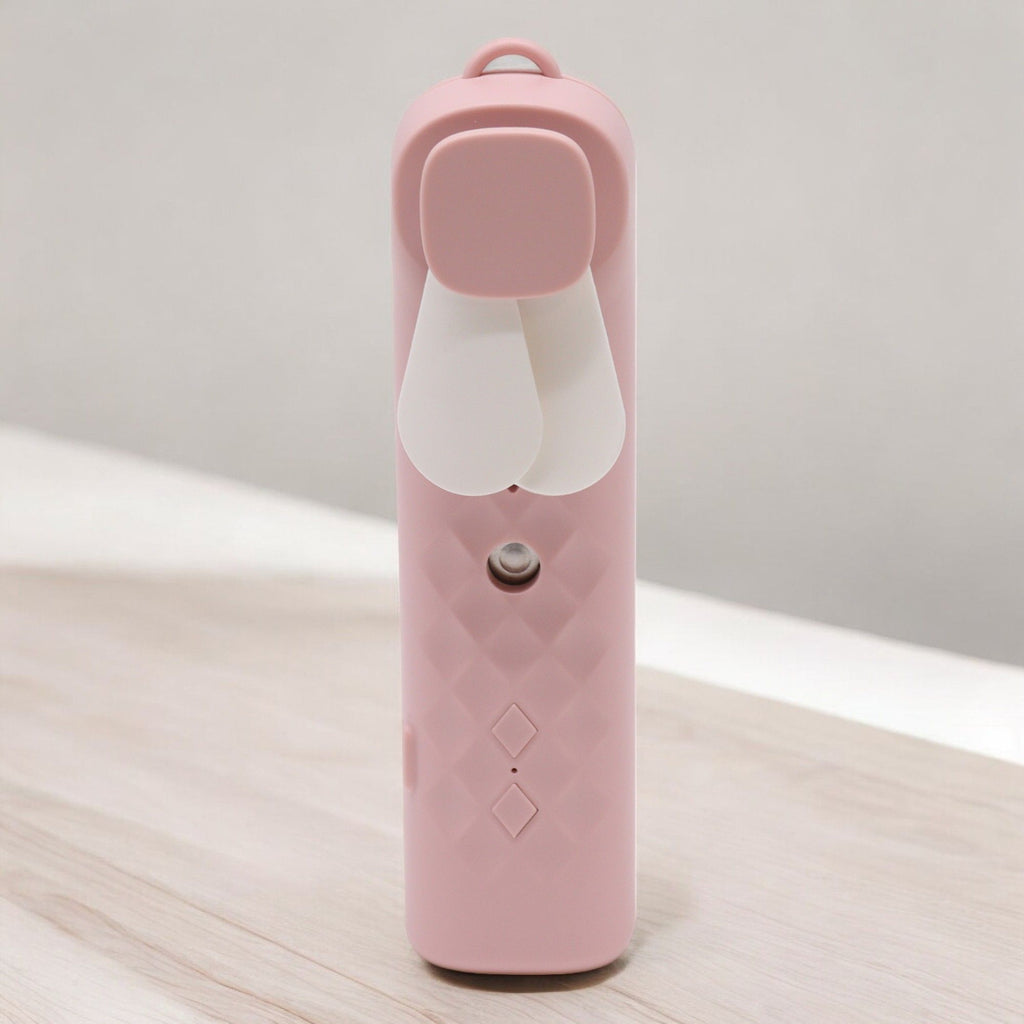 Pink Nano Mist Face Fan & Spray – USB Rechargeable Portable Mister (14x2.7x3.5cm)