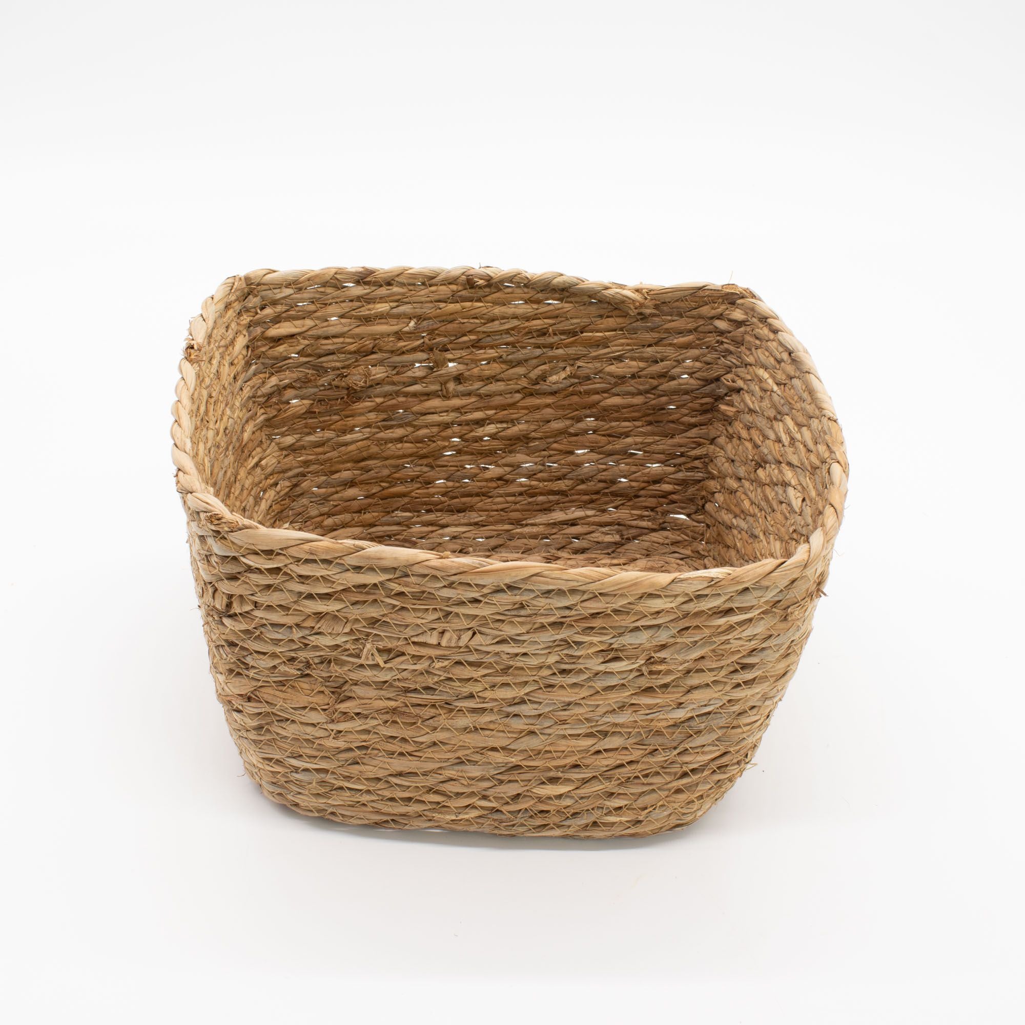 Set of 3 Square Seagrass Baskets – Natural Woven Storage Baskets – Handmade Home Organisers (20-33cm)