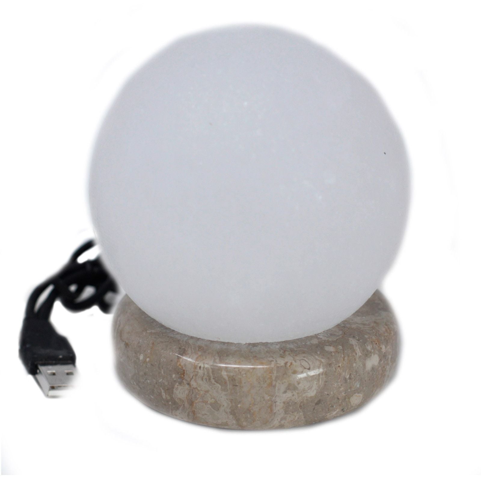 Quality USB Ball WHITE Salt Lamp - 9 cm (multi) USB connector which  is 150 cm long