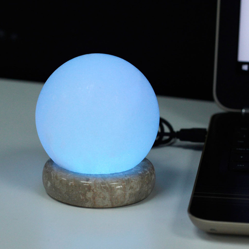 Quality USB Ball WHITE Salt Lamp - 9 cm (multi) USB connector which  is 150 cm long