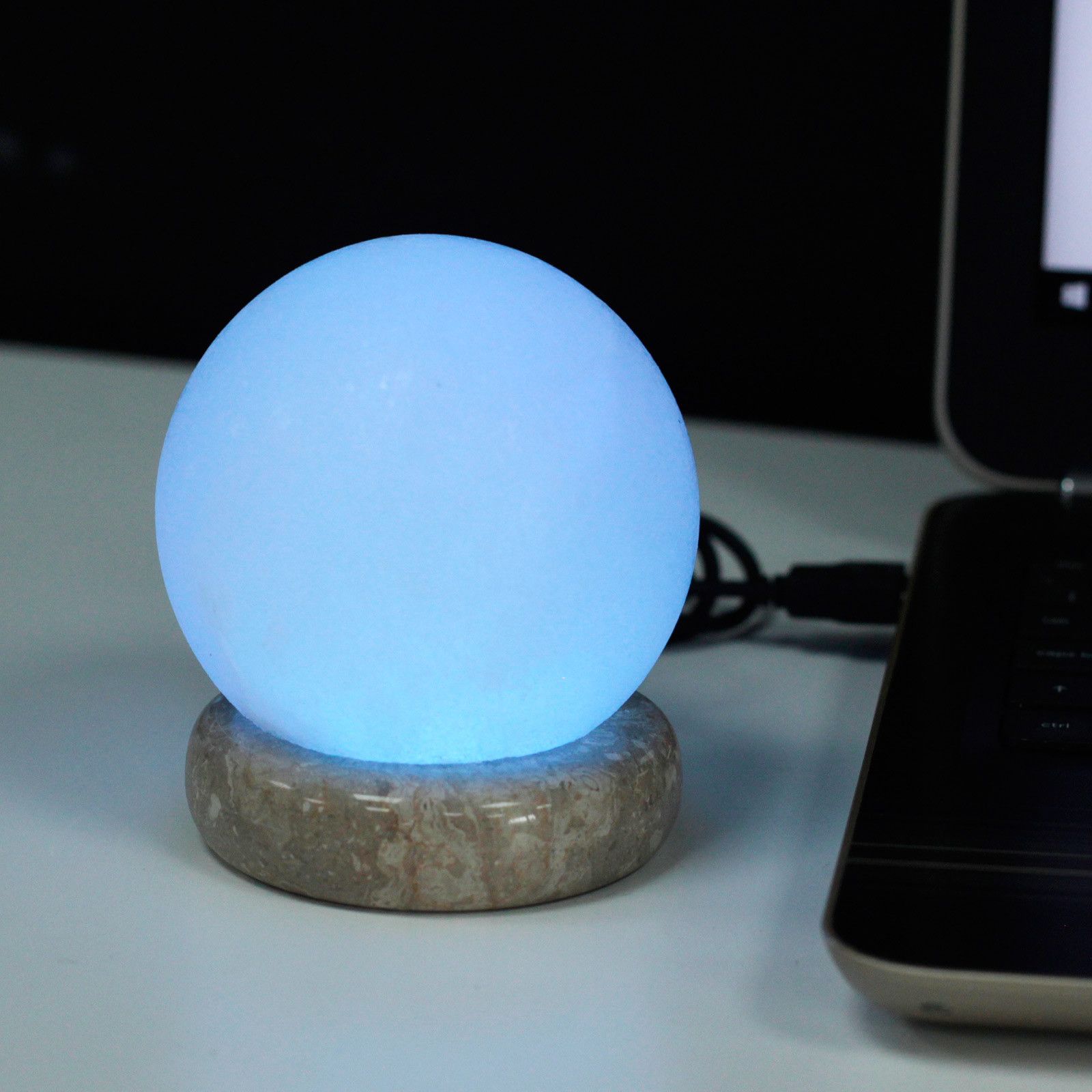 Quality USB Ball WHITE Salt Lamp - 9 cm (multi) USB connector which  is 150 cm long