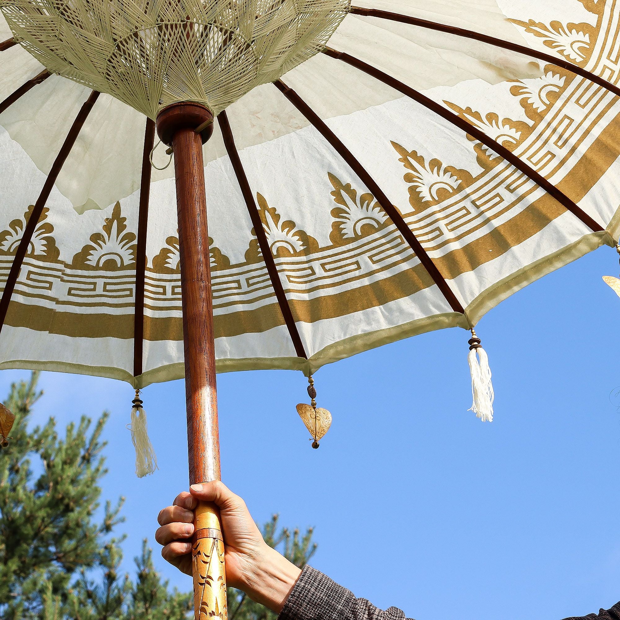 Bali Patio Parasol - Canvas - Natural Decor - 1.5m