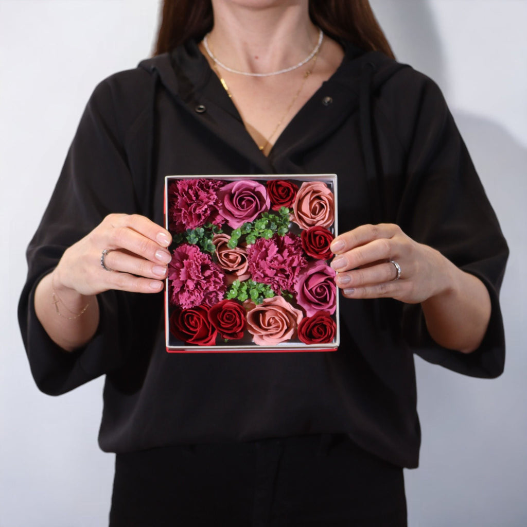 Soap Flower Gift Box (Square Box) - Vintage Roses