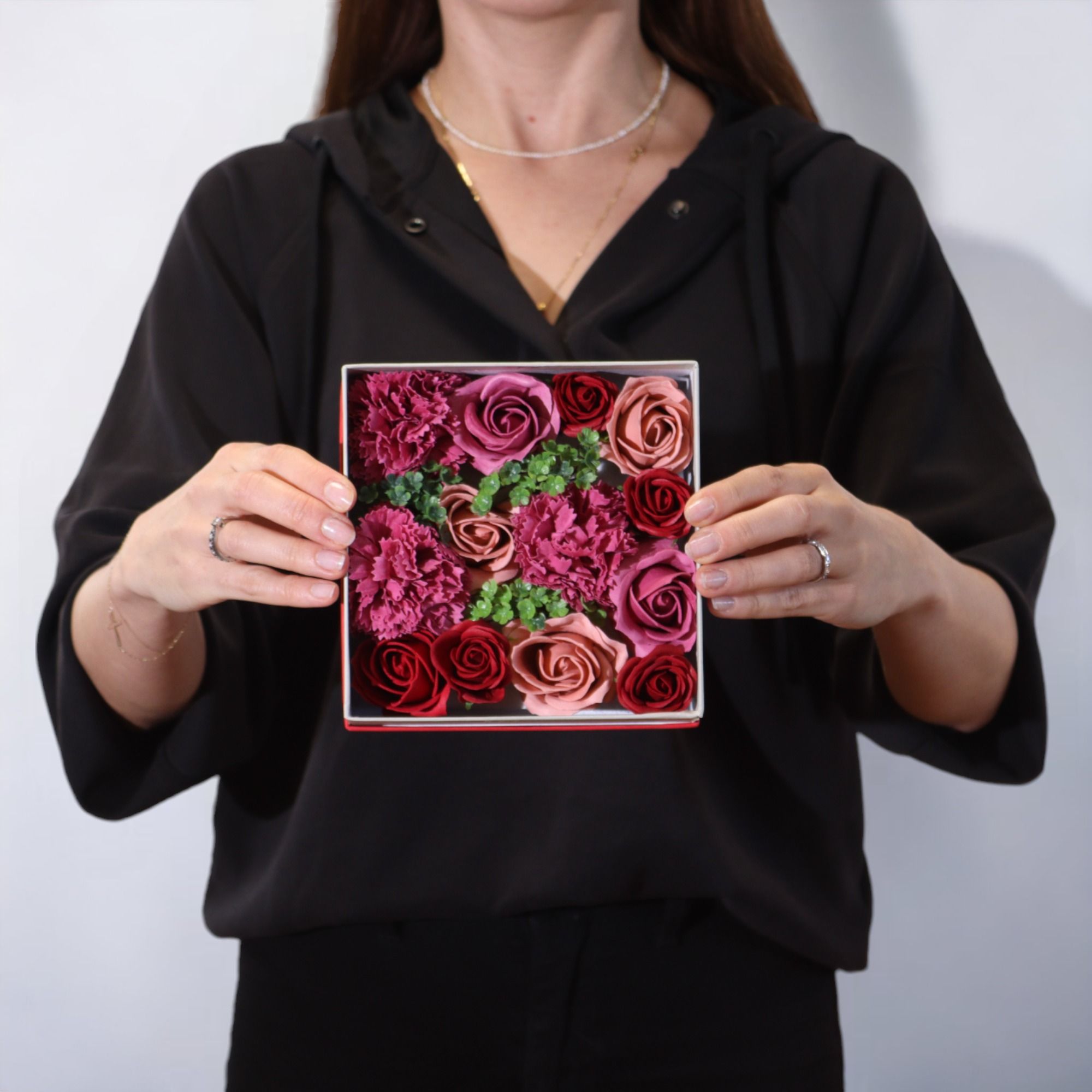 Soap Flower Gift Box (Square Box) - Vintage Roses