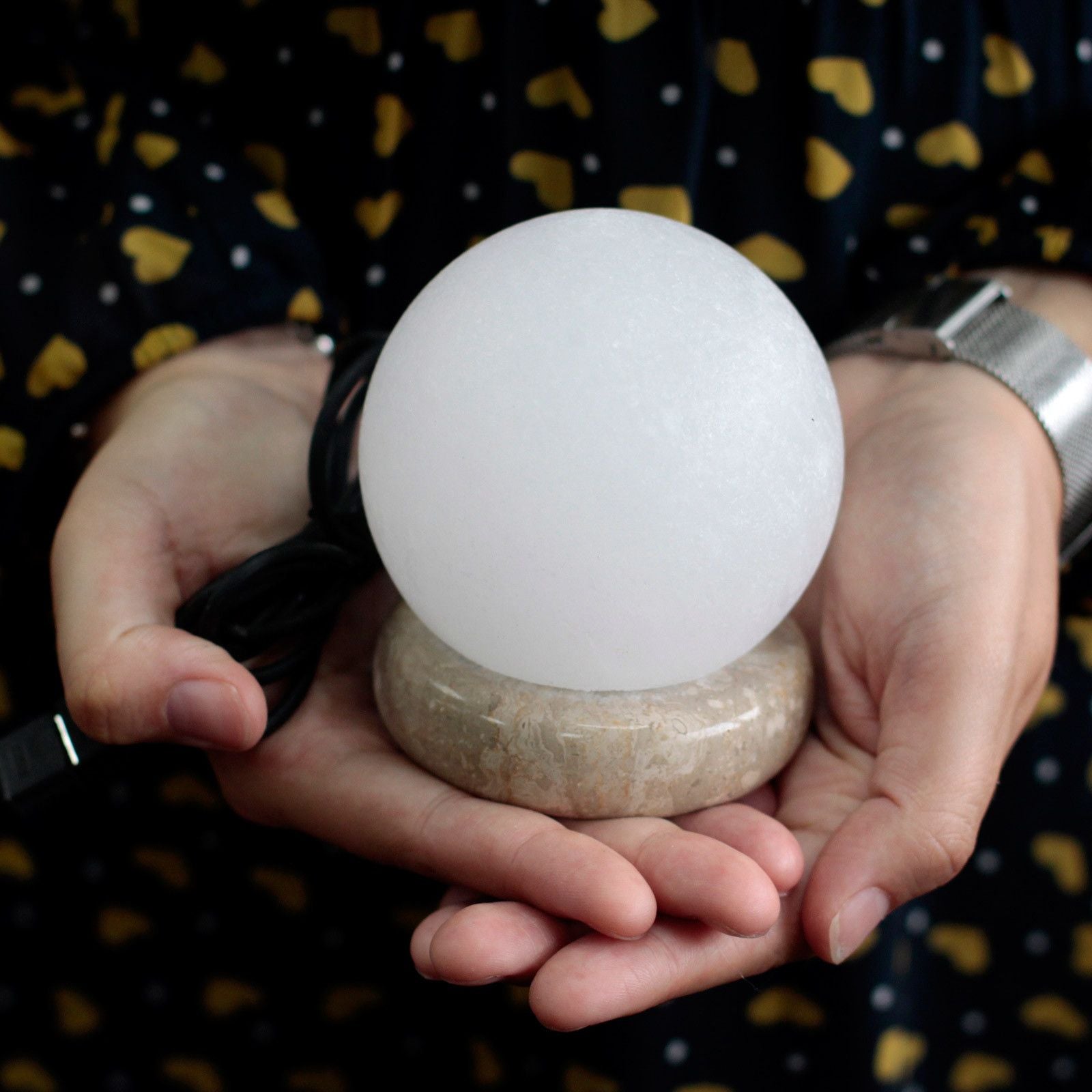 Quality USB Ball WHITE Salt Lamp - 9 cm (multi) USB connector which  is 150 cm long