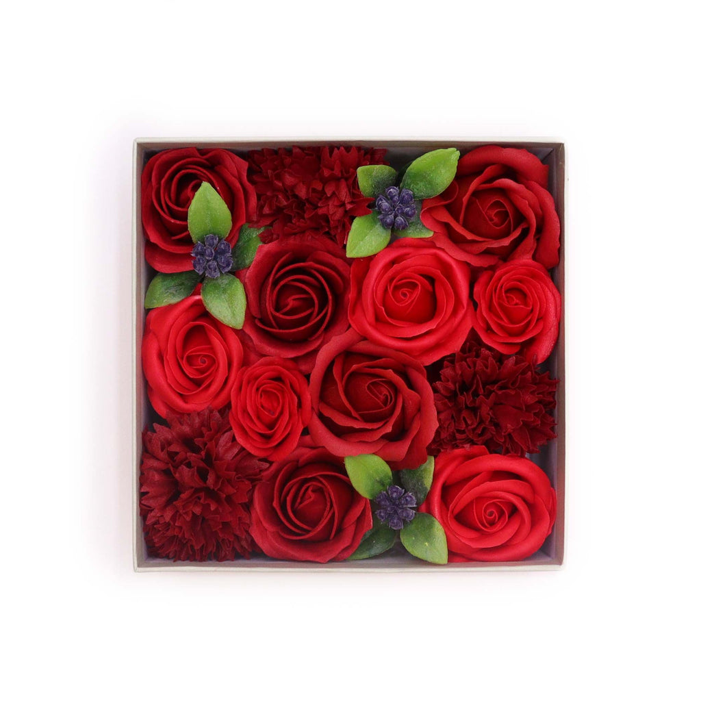 Soap Flower Gift Box (Square Box) - Classic Red Roses