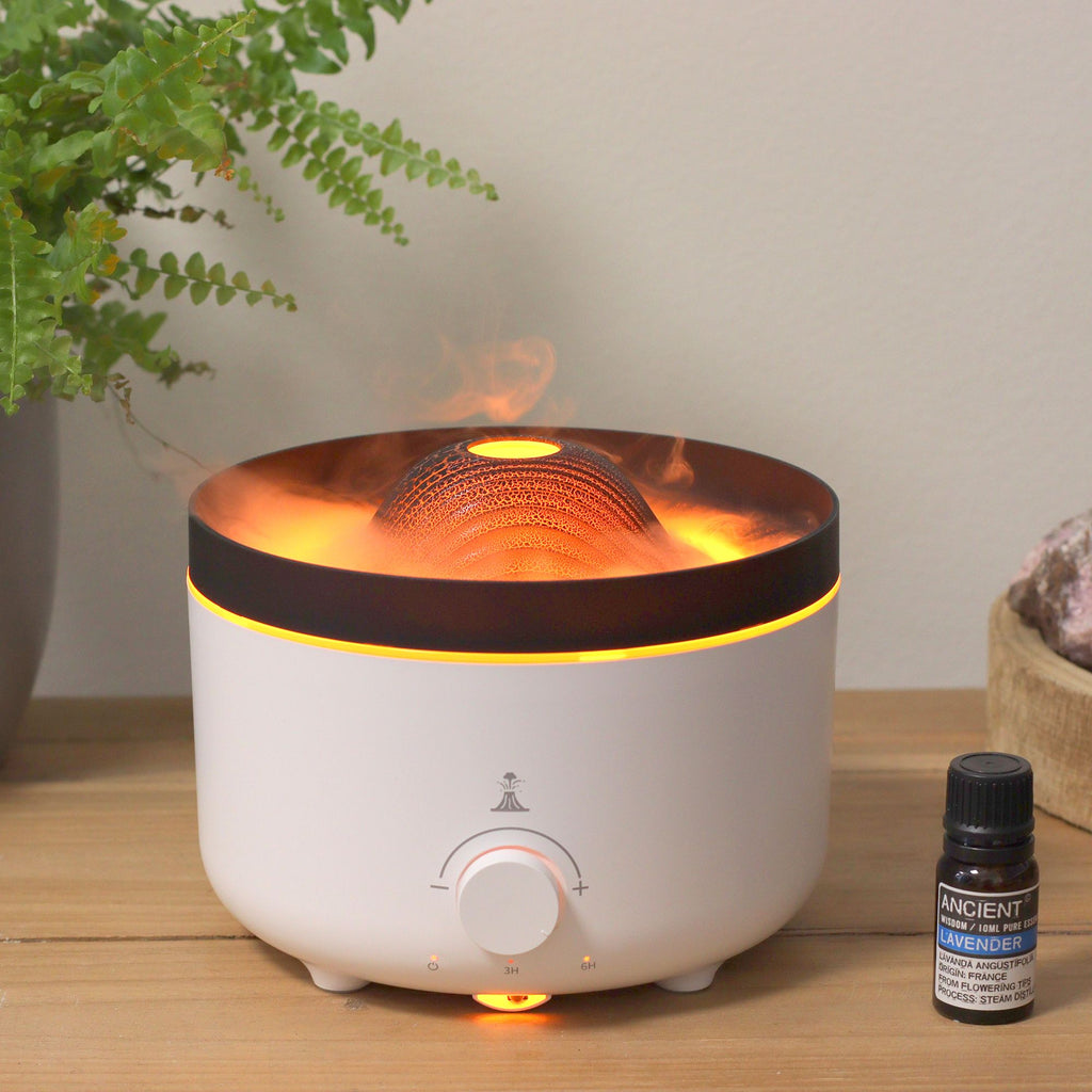 Large Volcano Effect Aroma Diffuser – Dual-Color Plug-In Humidifier (560ml, 11x16cm)