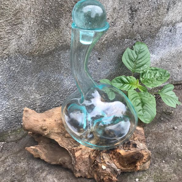 Handmade Molten Glass Glass Art Piece on Natural Wood – Unique Home Decor UK
